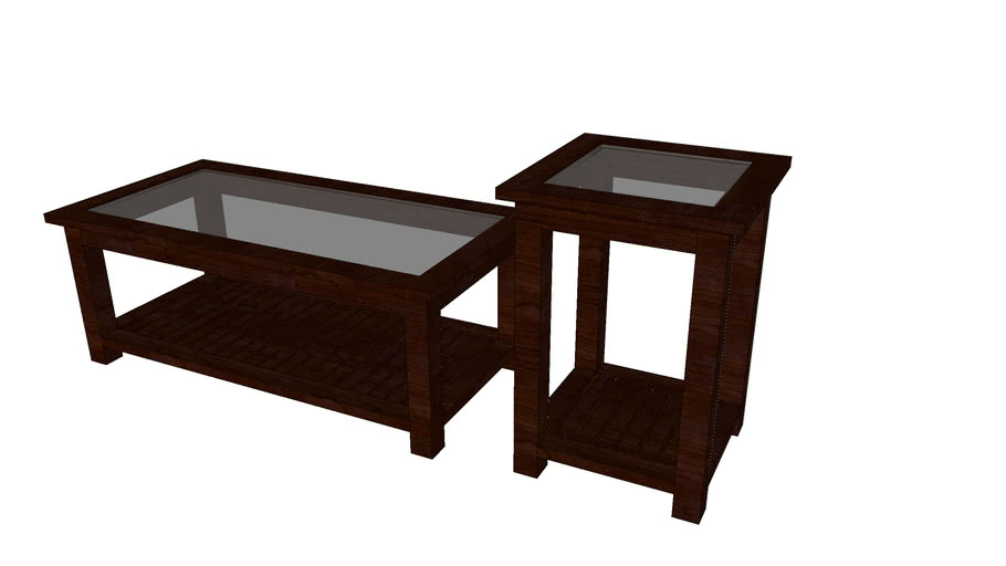 Living Room Table Set Dark Wood 3d Warehouse