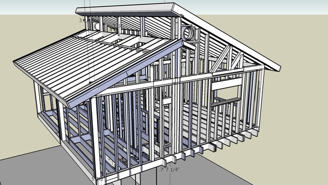 House Frame Incomplete Clerestory 3d, Clerestory Roof Floor Plans