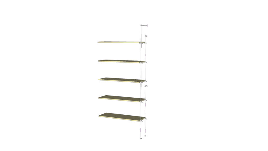 Tube Outrigger 5 Wood Shelves Add On Unit 3d Warehouse