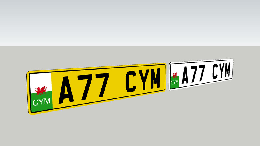 Cymru/WalesUK/United Kingdom Registration Number Plates 3D Warehouse