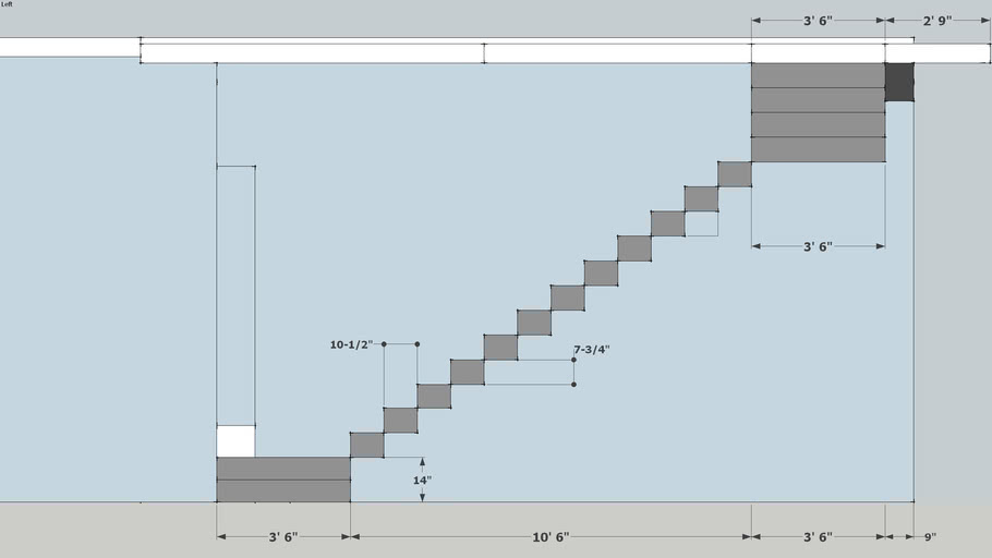 L Shaped Staircase (with dimensions) | 3D Warehouse