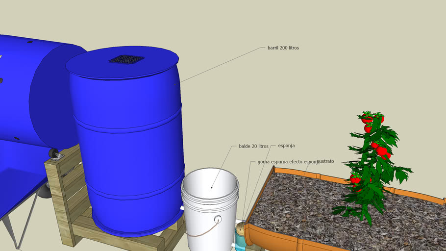 Terrace / Balcony vegetable self watering system 3D Warehouse