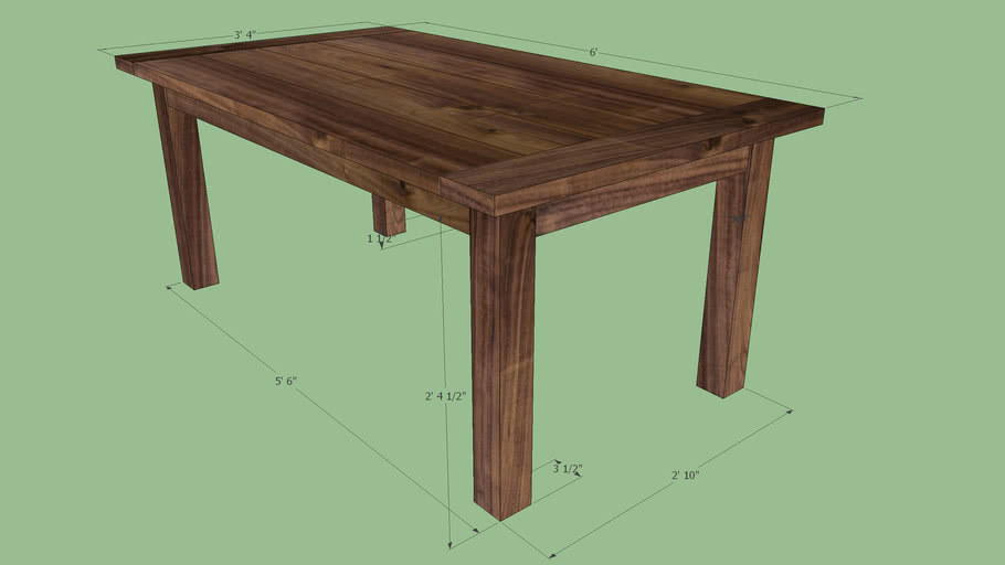 walnut farmhouse table 3D Warehouse