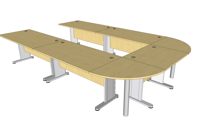 U Shape Meeting Table Overall Size 3600 750 X 2400 750 X 750h Mm 3d Warehouse