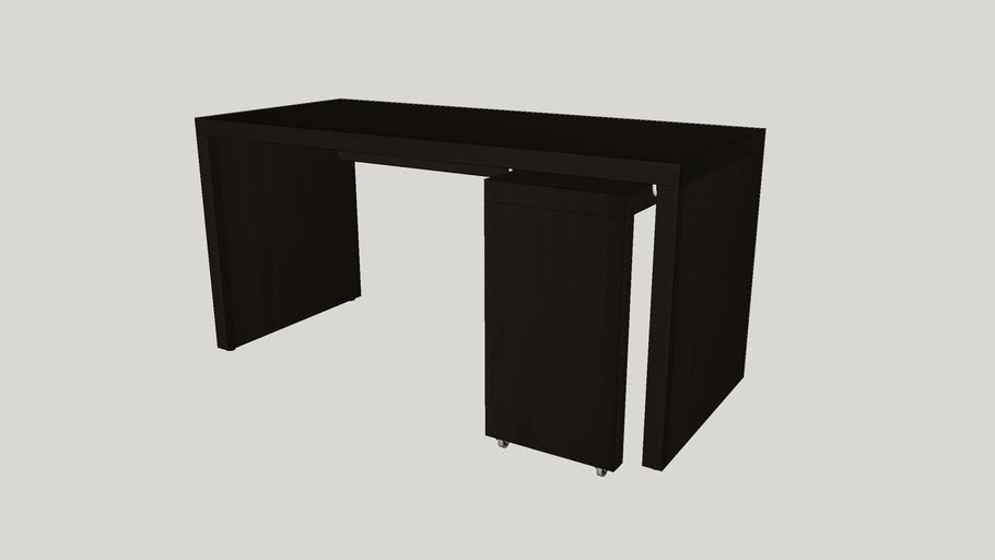 Ikea Malm Desk With Pull Out Panel Right Black Brown 3d Warehouse