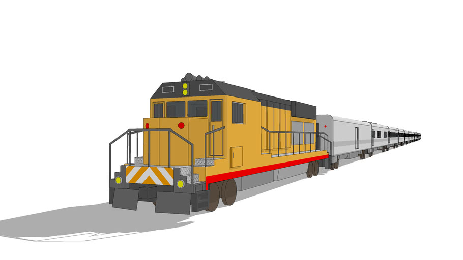 Diesel Train With Passenger Cars Without On The Rail 3d Warehouse