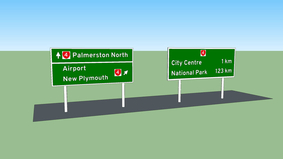 Two Road Signs In Whanganui New Zealand 3d Warehouse