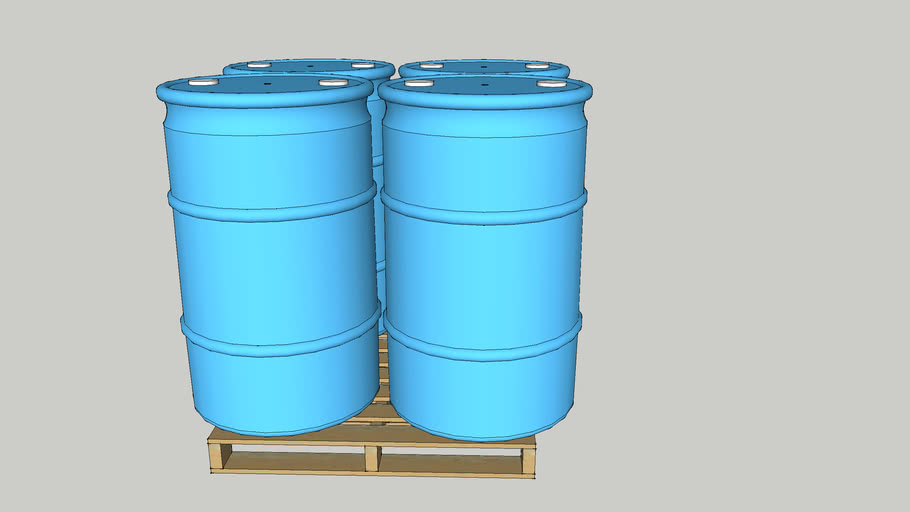 Uline 55 Gallon Plastic Drum Cyan with Caps | 3D Warehouse