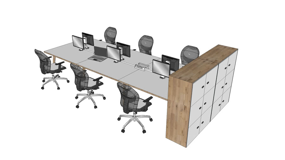 office desk bench 3D Warehouse