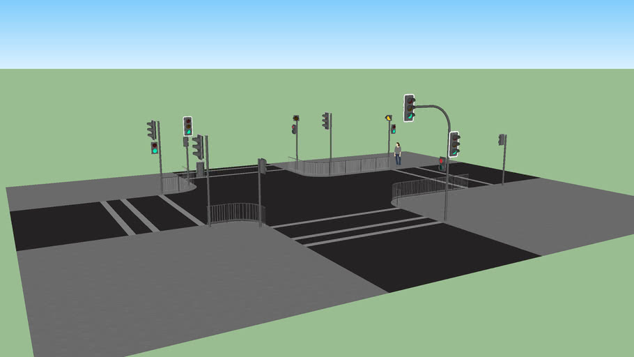 Intersección con semáforos (Intersection with traffic lights) | 3D ...