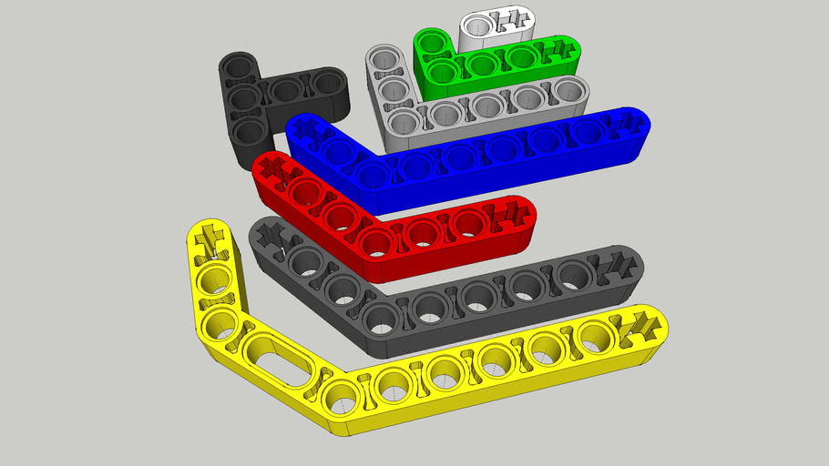 LEGO TECHNIC Shaped and axle hole beams 3D Warehouse