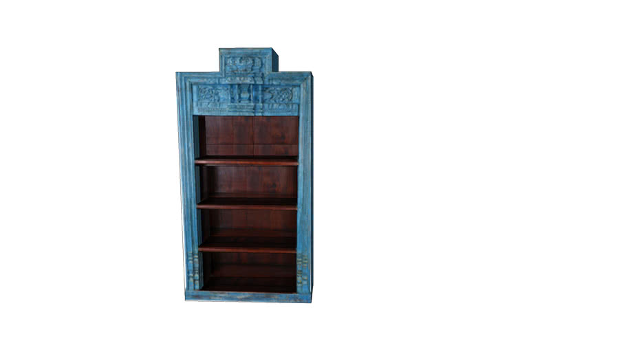 Teak Wood Carved Book Shelf Blue By Dala Decor 3d Warehouse