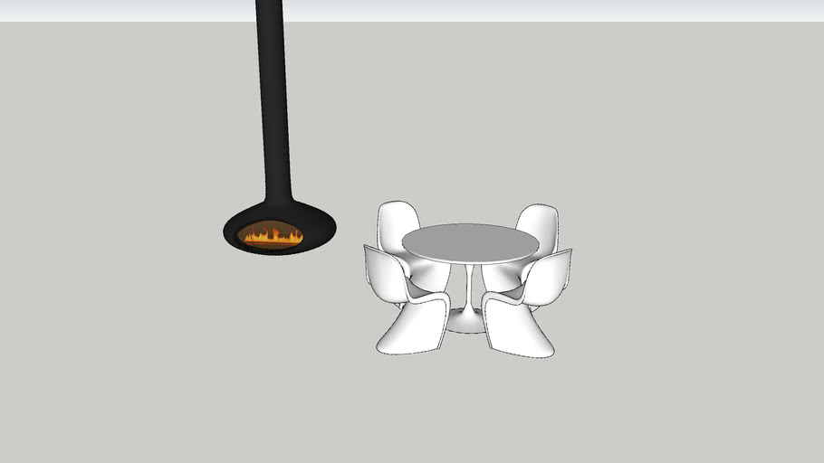 Panton chair and fireplace