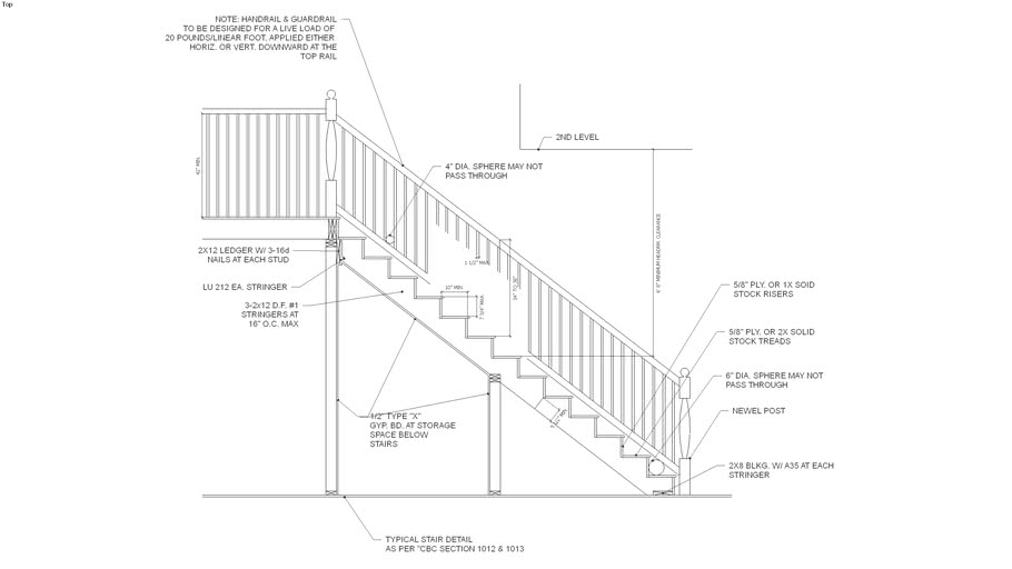 Typical stair detail 2D | 3D Warehouse